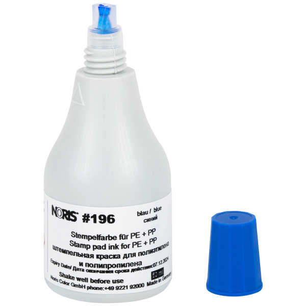 Краска штемпельная NORIS, синяя, 50 мл (специальная для полиэтилена и полипропилена), 196Сс - Штемпельная краска