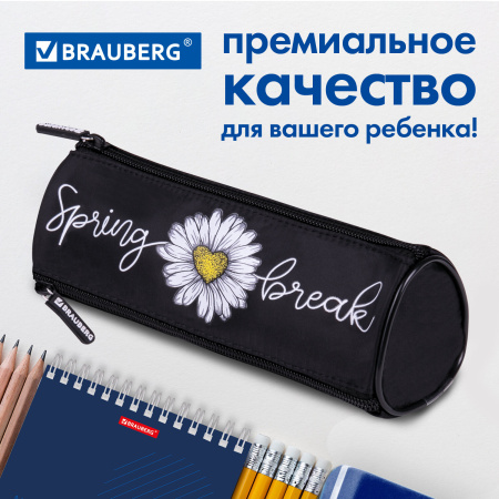 Пенал BRAUBERG, 3 отделения, нейлон, 21х7х7 см, "Spring", 270840 - Пеналы мягкие