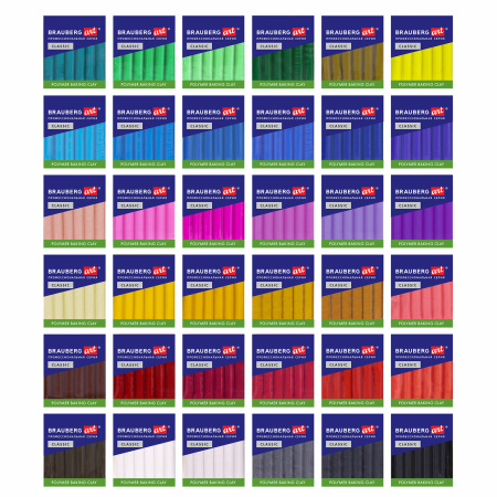 Глина полимерная запекаемая, НАБОР 36 цветов по 20 г, с аксессуарами в кейсе, BRAUBERG ART, 271164 - Глина полимерная